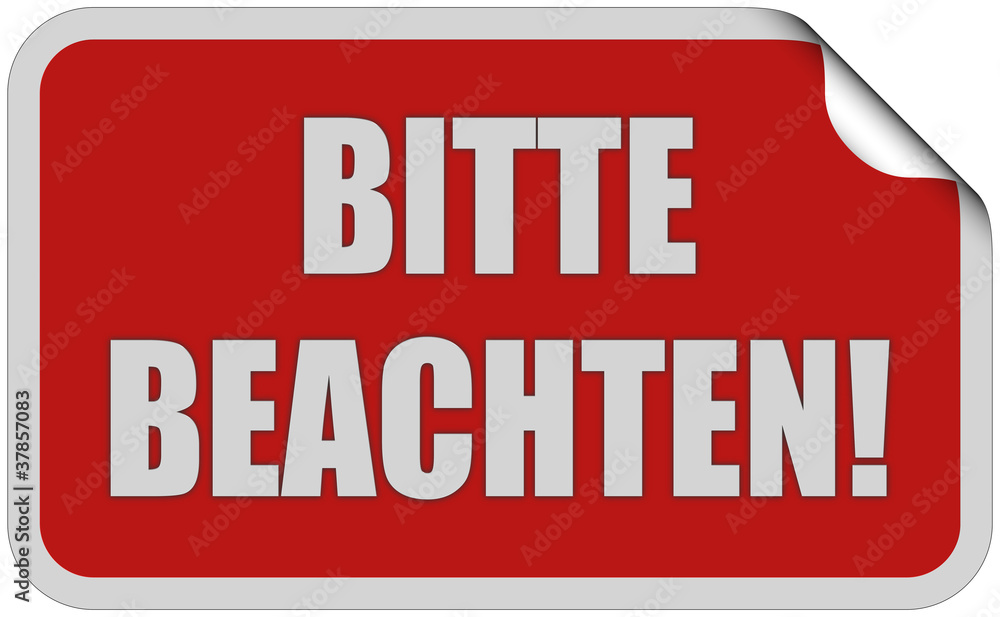 Sticker rot eckig curl oben BITTE BEACHTEN! Sticker rot eckig curl oben BITTE BEACHTEN!