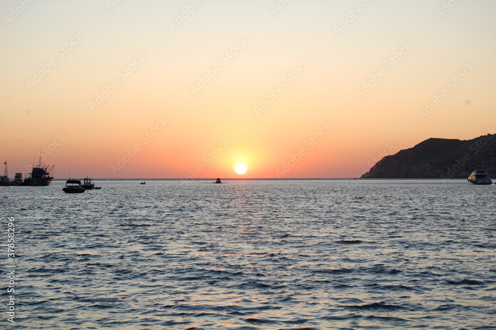 Sunset Kamares Beach Sifnos Island Cyclades Sunset Kamares Beach Sifnos Island Cyclades
