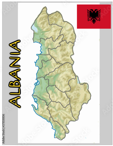 albania europe map coat seal emblem flag