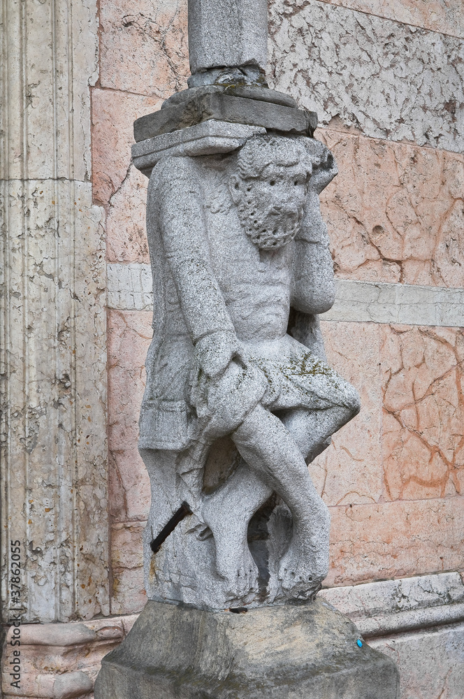 Marble statue. Cathedral. Piacenza. Emilia-Romagna. Italy.