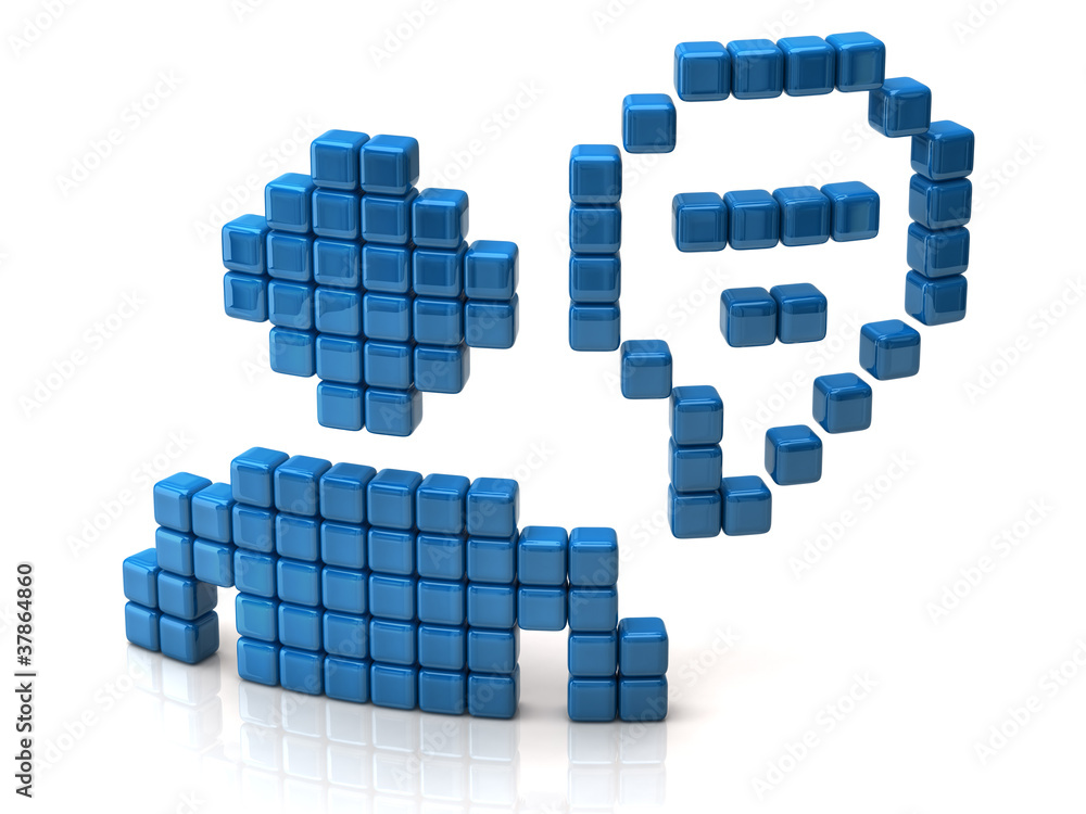 Fototapeta premium Chat icon made of blue cubes