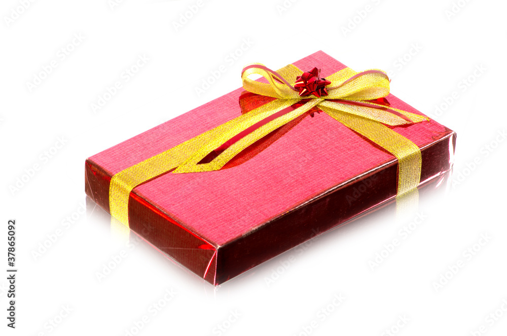 Fototapeta premium Red Gift Box on white background