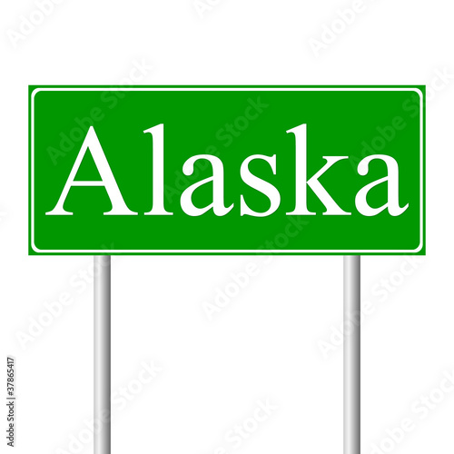 Alaska green road sign