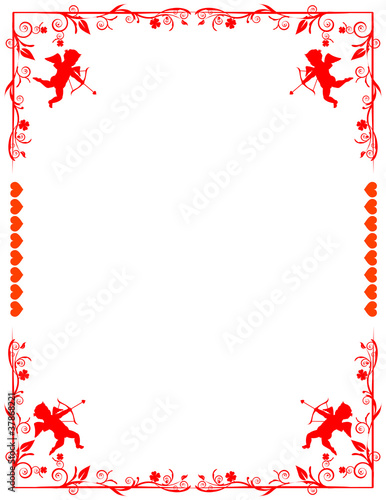 Lovely Border with cupids, hearts, and floral pattern