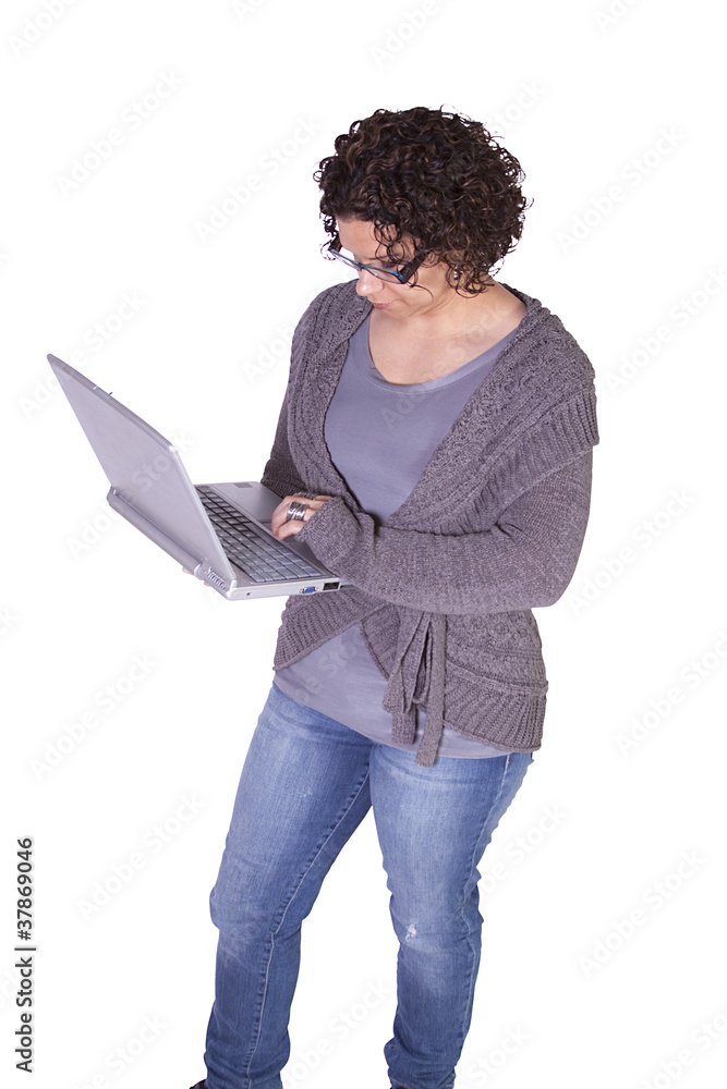 Hispanic Businesswoman Holding a Laptop Hispanic Businesswoman Holding a Laptop