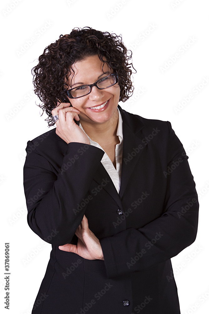 Hispanic Businesswoman at Talking on the Cell Phone Hispanic Businesswoman at Talking on the Cell Phone