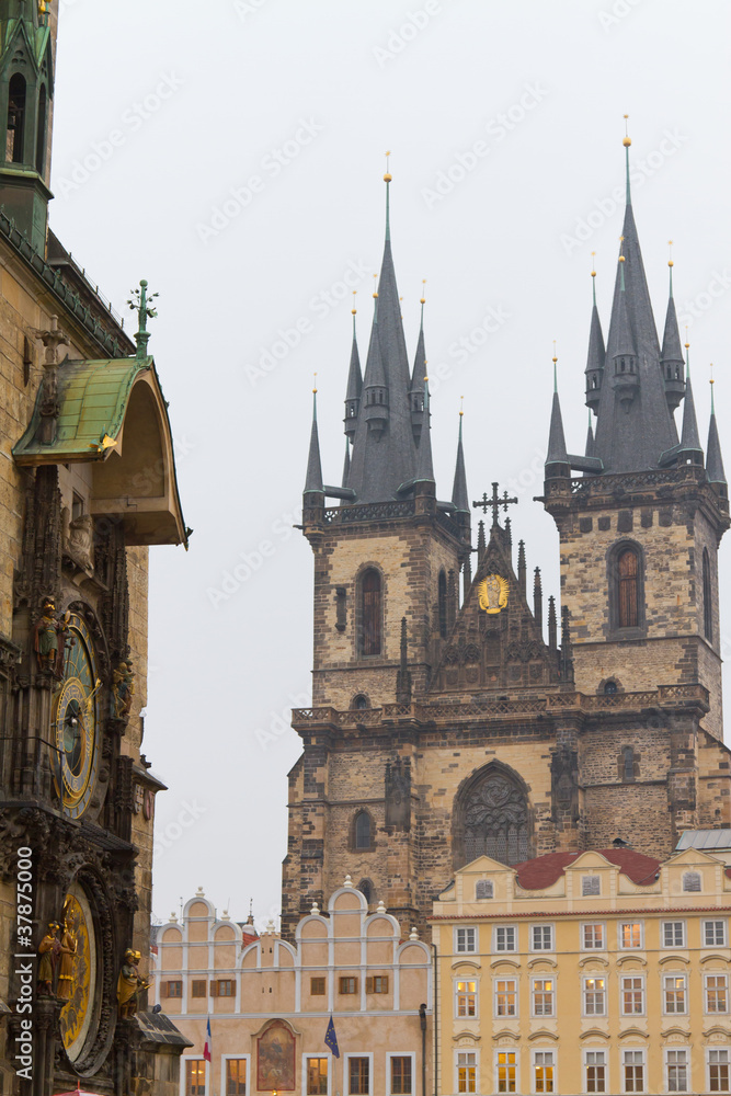 Church of Our Lady before Tyn and Astronomical Clock, Prague, Cz