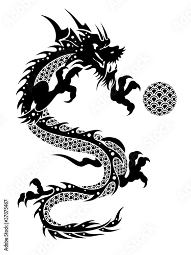 2012 Flying Chinese Dragon with Ball Clipart