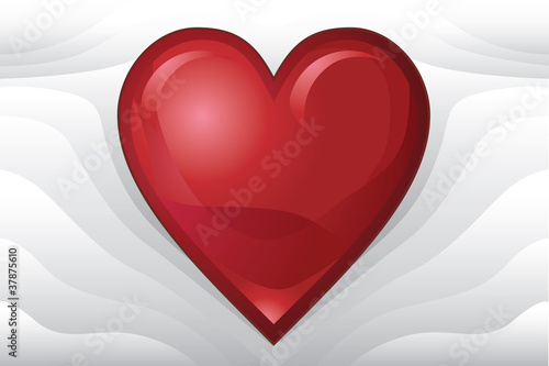 Red Valentine's Heart on Pillowy Abstract Background