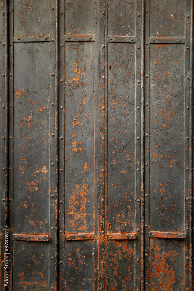 Black old metal door
