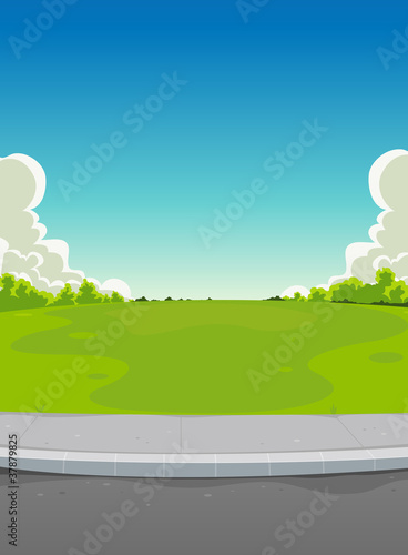 Pavement And Green Park Background