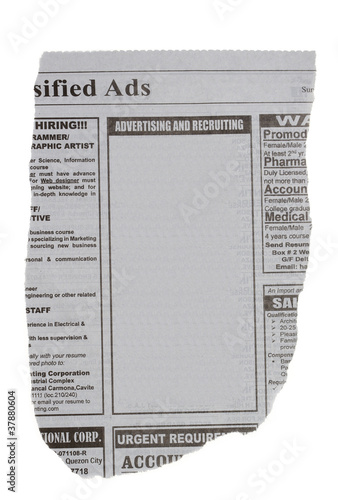 Classified Ads isolated in white