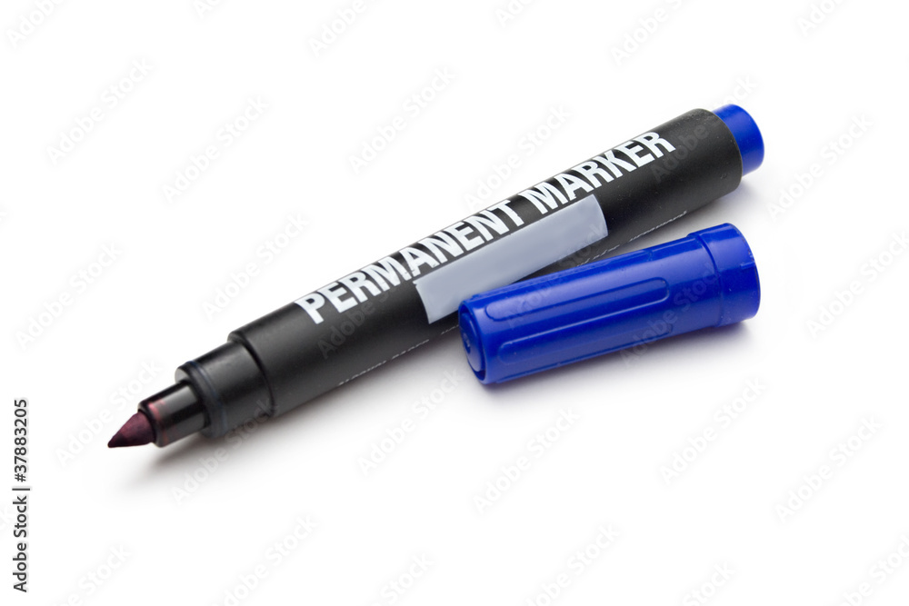 Blue marker on the white background Blue marker on the white background