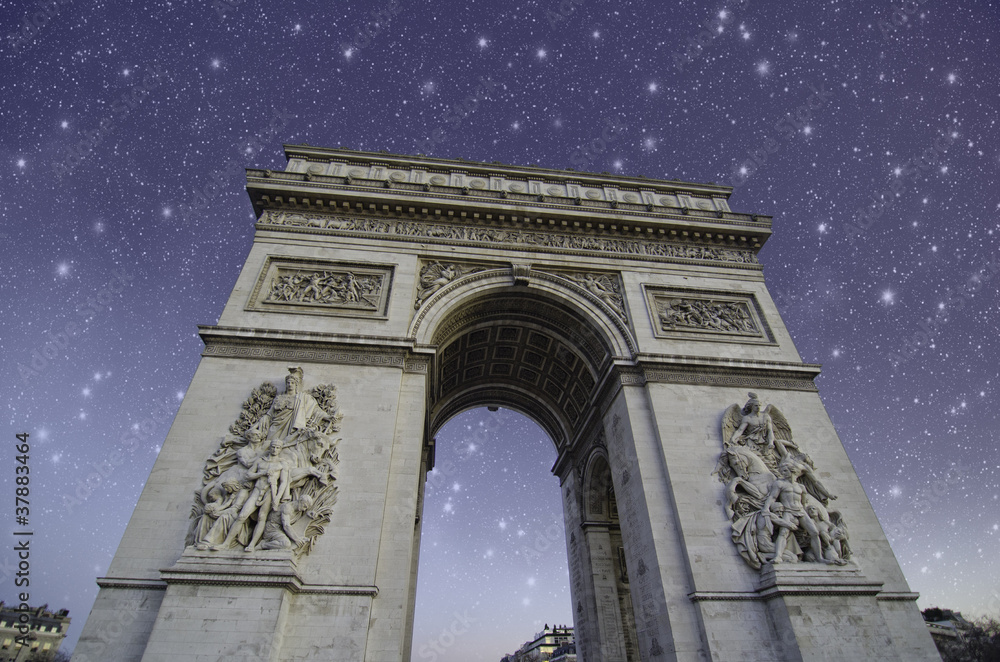 Fototapeta premium Starry Night over Arc de Triomphe in Paris