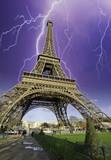 Storm and Lightnings over Eiffel Tower