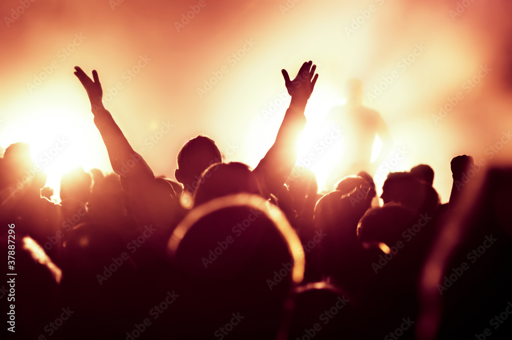 Jubelnder Konzertbesucher auf Rock-Konzert Jubelnder Konzertbesucher auf Rock-Konzert
