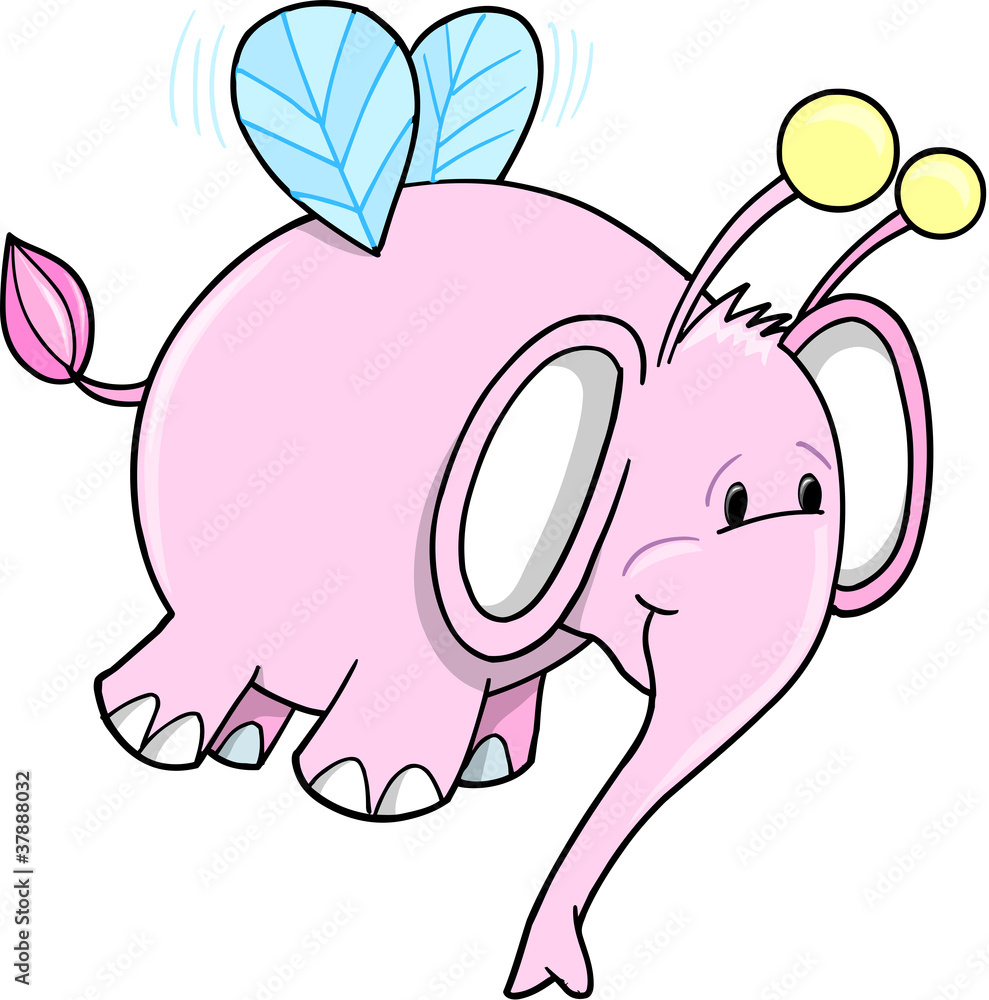 Cute Safari Bumble Bee Pink Elephant Vector Cute Safari Bumble Bee Pink Elephant Vector