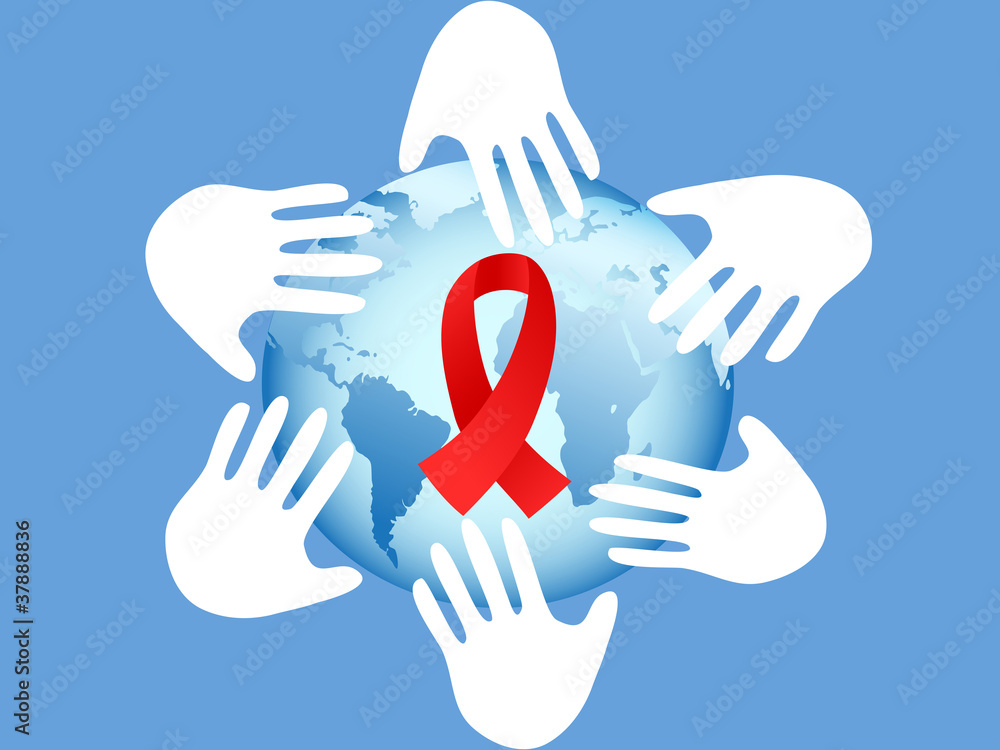 Foto hands on AIDS symbol