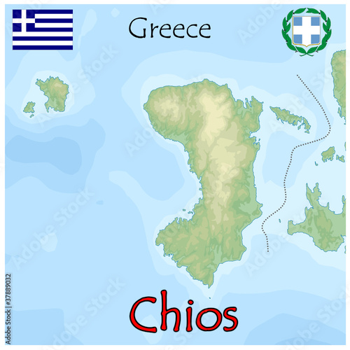 Chios greece island map flag coat seal
