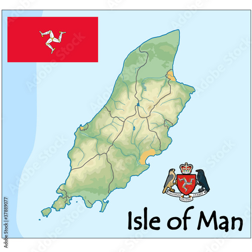 isle of man europe map flag seal coat