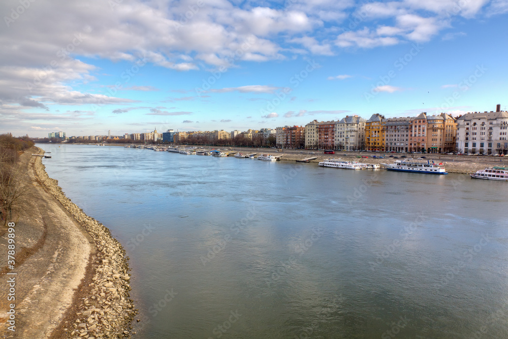 View of Ujlipotvaros from Margaret bridge, Budapest, Hungary