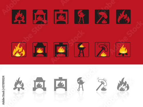 Set of icons for use of fire