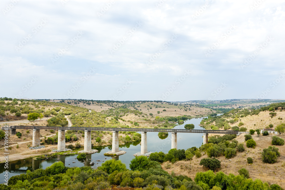railway viaduct Guadiana River near Serpa, Alentejo, Portugal railway viaduct Guadiana River near Serpa, Alentejo, Portugal