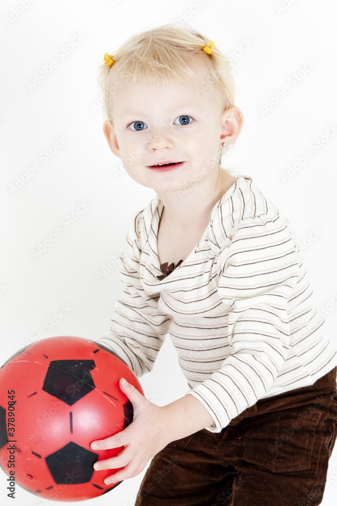portrait of little girl playing with a ball portrait of little girl playing with a ball