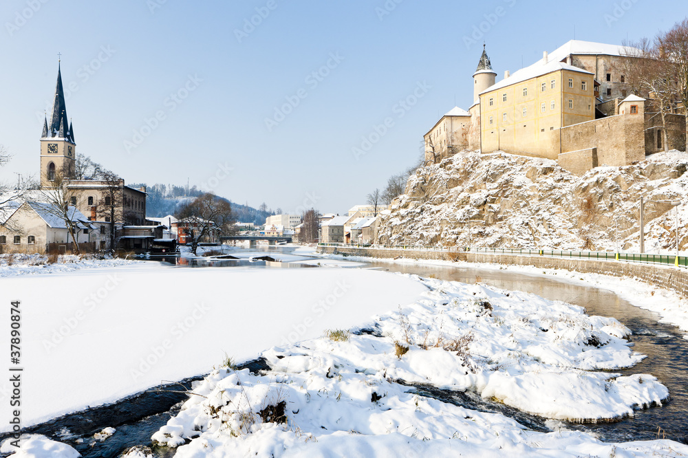 Ledec nad Sazavou Castle in winter, Czech Republic