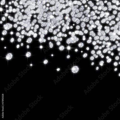 Fotografie diamonds falling on black background