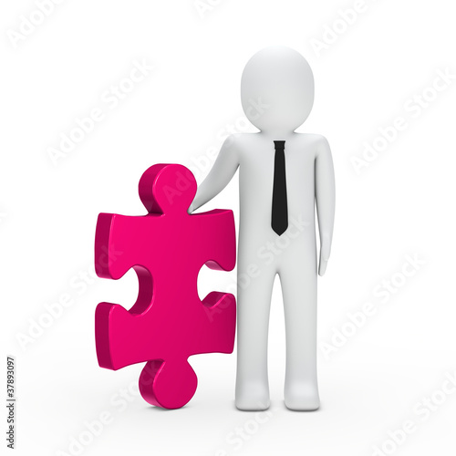 business man hält Puzzelteil
