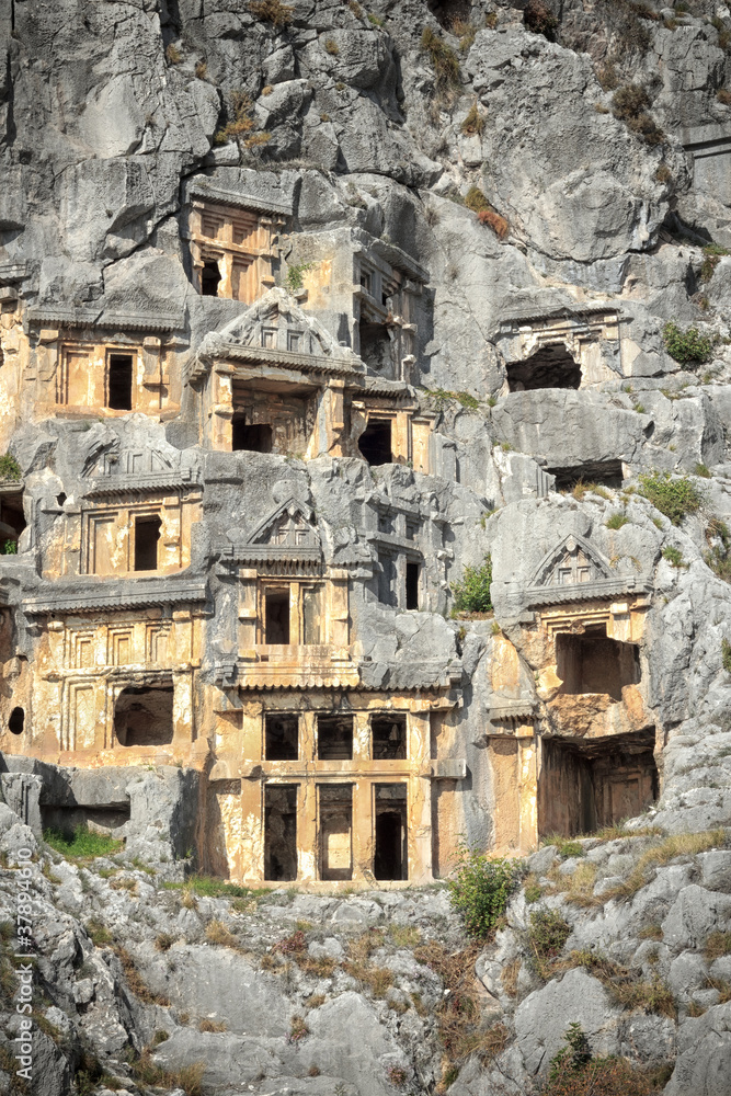 Tombs in Rocks in City of Myra, Turkey