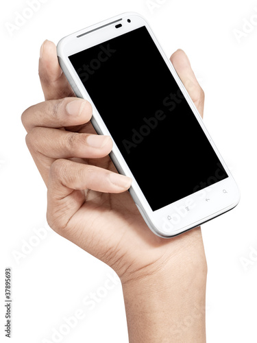 woman working with smartphone