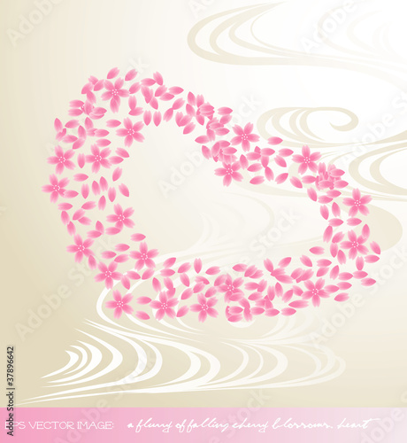 eps Vector image a flurry of falling cherry blossoms.heart