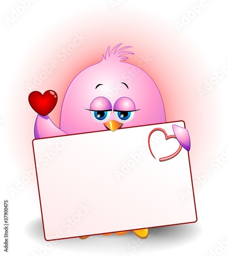 Uccellino Amore Auguri Cartoon-Little Bird Love Card-Vector