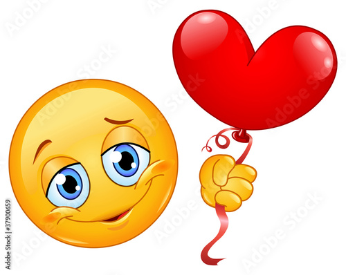 Emoticon with heart balloon