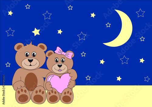 zwei teddys in der nacht