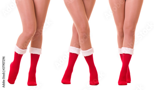 Sexy legs in Santa Claus's sock
