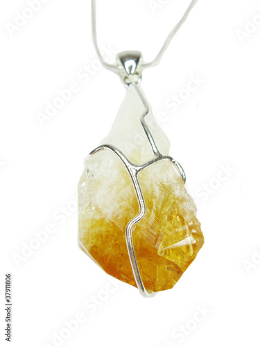 jewelry pendant with citrine semiprecious crystal
