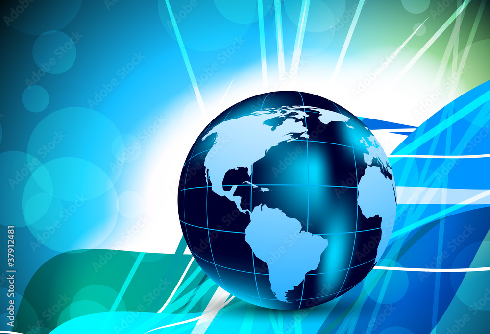 Abstract background with glboe in blue color