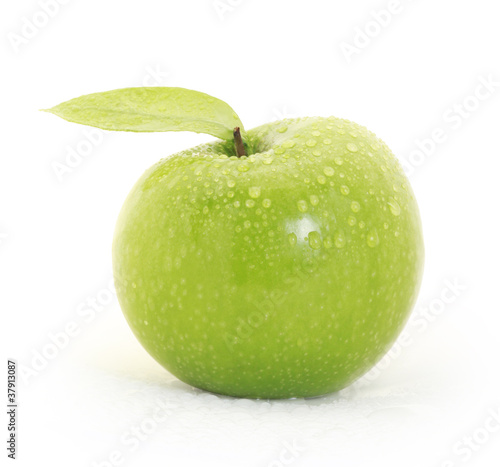 green apple on white background