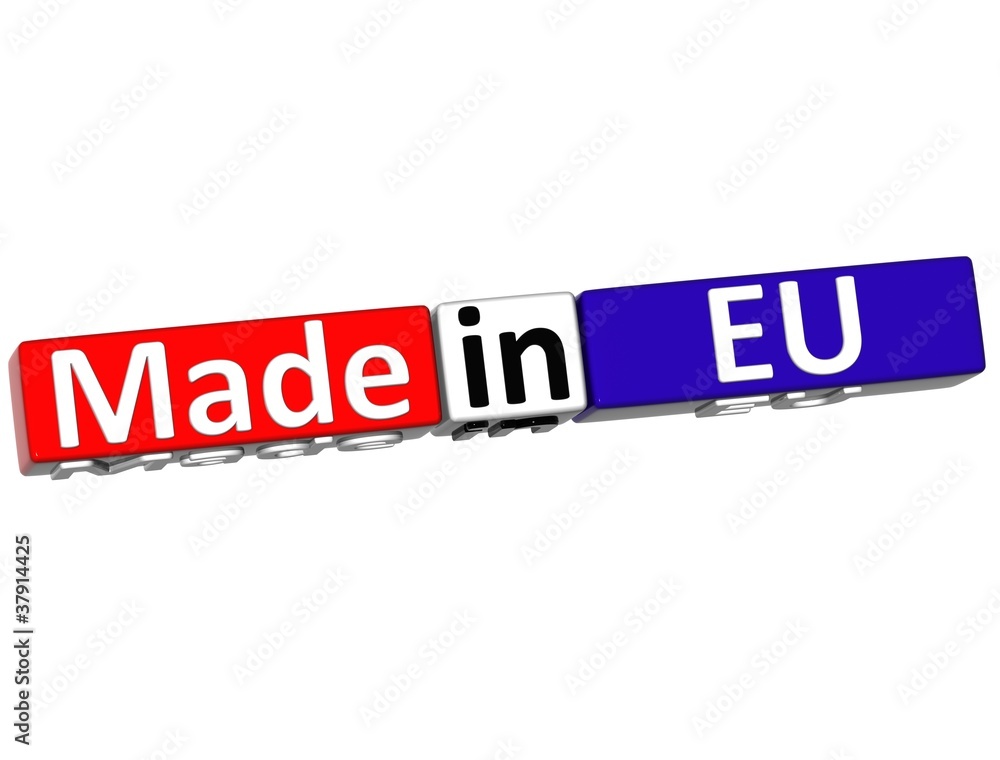 3D Made in European Union over white background 3D Made in European Union over white background