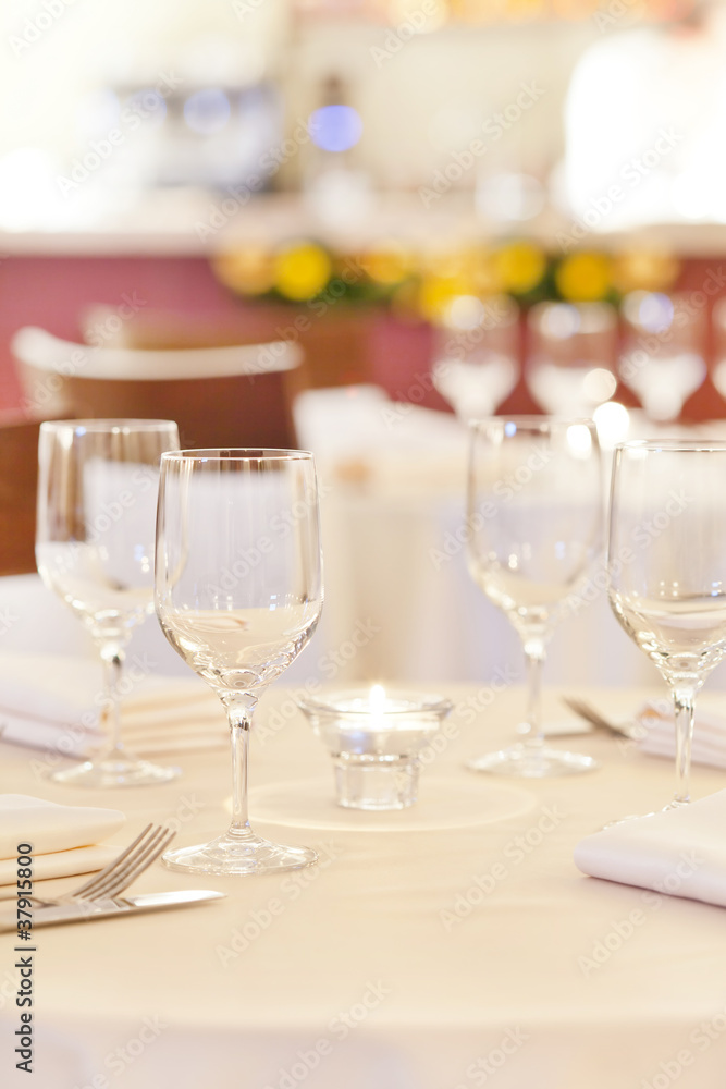 Tables set for meal Tables set for meal