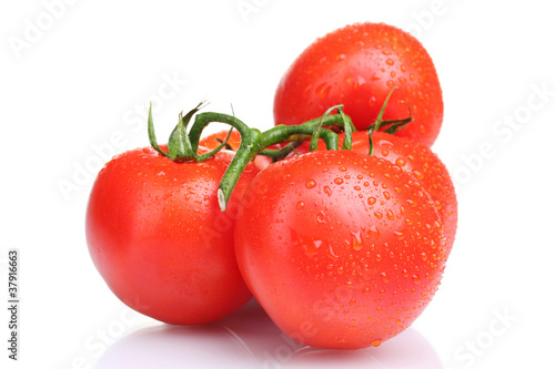 Ripe red tomatoes isolated on white