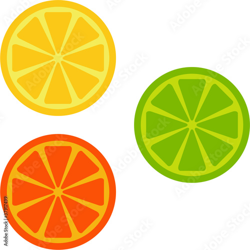 orange, lime, lemon