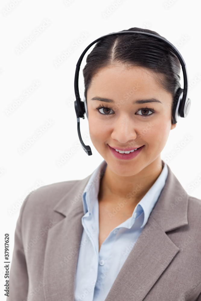 Portrait of an office worker posing with a headset Portrait of an office worker posing with a headset