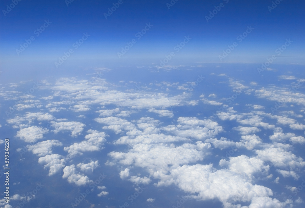 blue sky clouds view from aircraft airplane sunny day blue sky clouds view from aircraft airplane sunny day