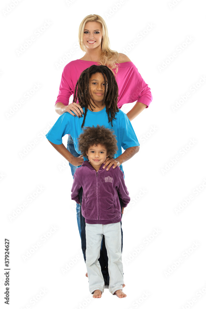 rasta boy with his sisters isolated on white rasta boy with his sisters isolated on white