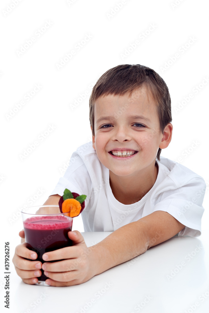 Happy healthy kid with fresh fruit juice Happy healthy kid with fresh fruit juice