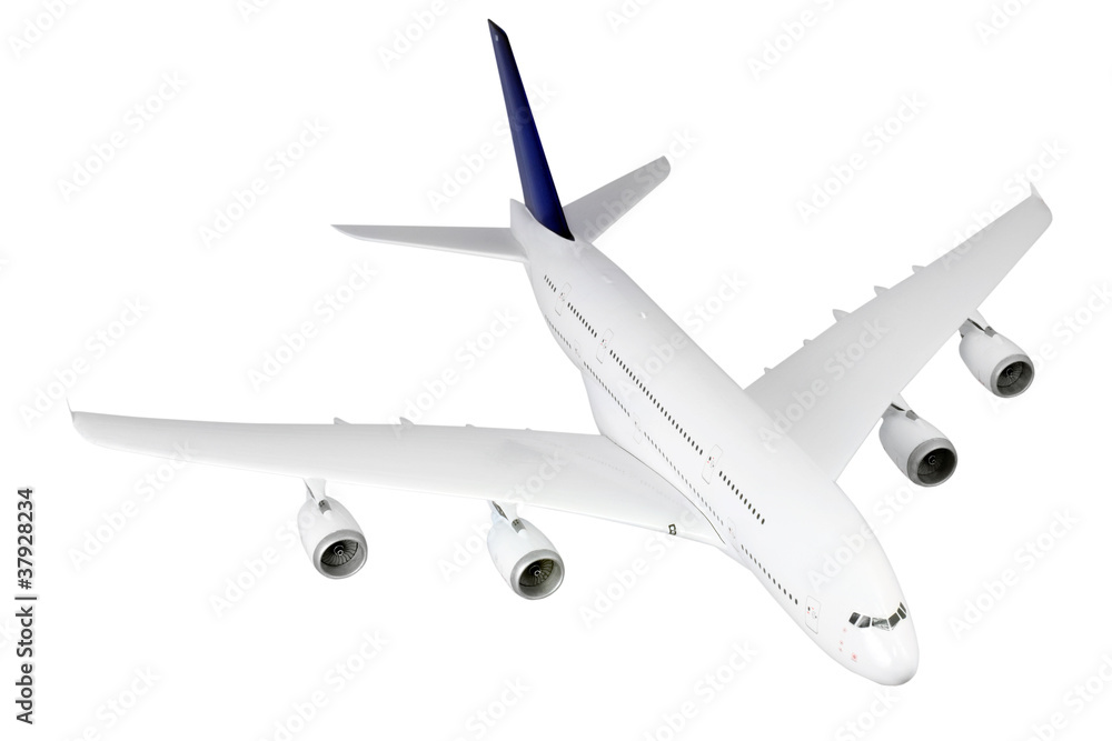 Modern airplane  on white.
